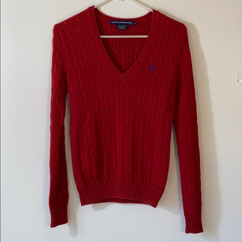 V-Neck Cable Knit Sweater